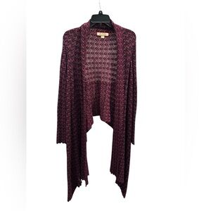 Women’s Bering Threads Black & Purple Asymmetrical Knit Long Cardigan: M